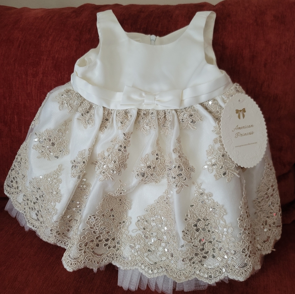 Cream and Gold Dress with Beading